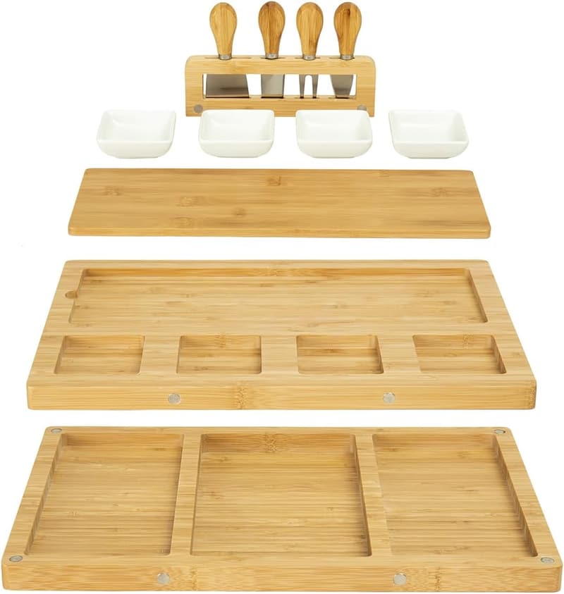 Housewarming Gift: Charcuterie Board Set with Knives and Bowls