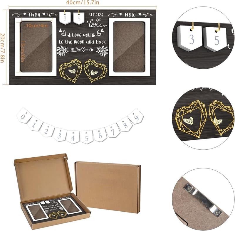 Anniversary Picture Frame for Couples - Holds Two 4x6 Photos