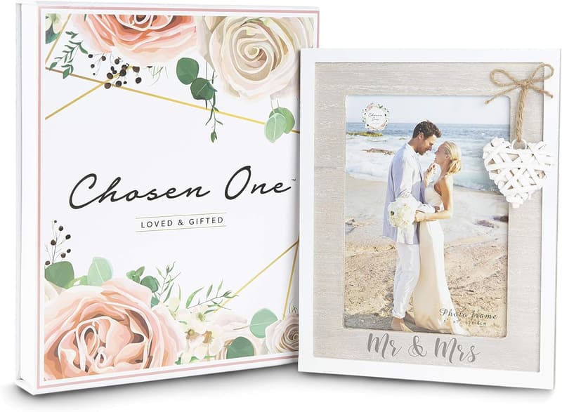 Wedding Photo Frame with Heart Accent - 5x7 Gift for Couples