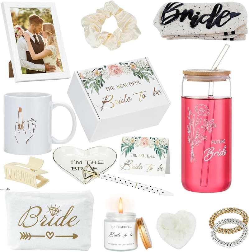 Bridal Shower Gift Box: 16oz Tumbler, Candle, Socks & Cup