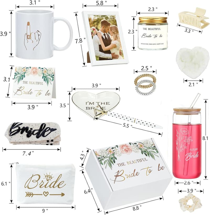 Bridal Shower Gift Box: 16oz Tumbler, Candle, Socks & Cup