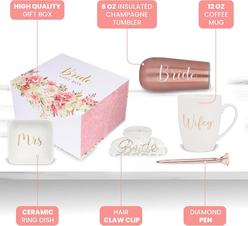 Bride to Be Gift Box - Champagne Tumbler, Coffee Mug & More