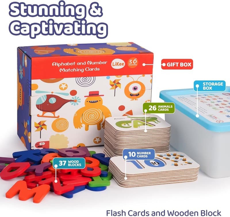 Montessori ABC Flash Cards & Puzzle Set for Toddlers (36 Cards)