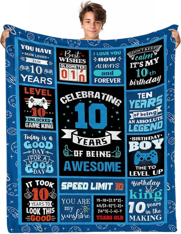 10th Birthday Blanket Gift for Boys - 40x50 Inches Throw