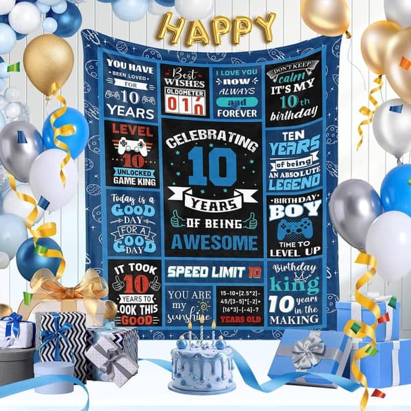 10th Birthday Blanket Gift for Boys - 40x50 Inches Throw