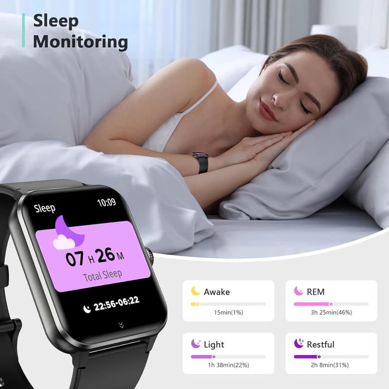 Smart Watch with Heart Rate & SpO2 Monitor - IP68 Waterproof