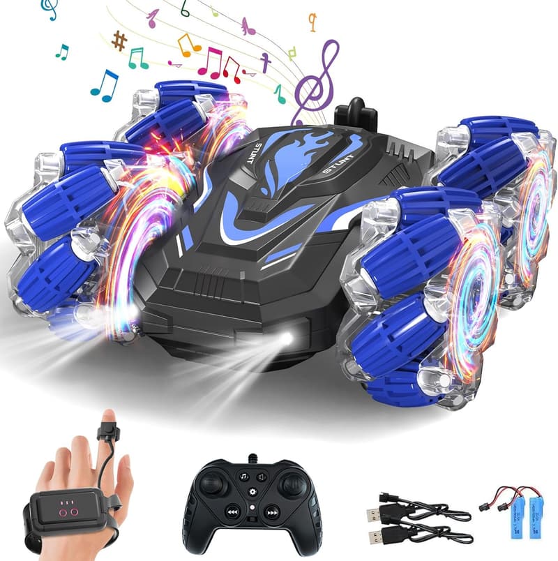 Gesture Control RC Stunt Car with Lights - Birthday Gift for Kids