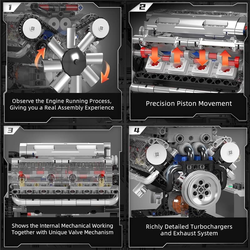 V8 Engine Model Building Kit for Kids 10+ (535 Pcs)