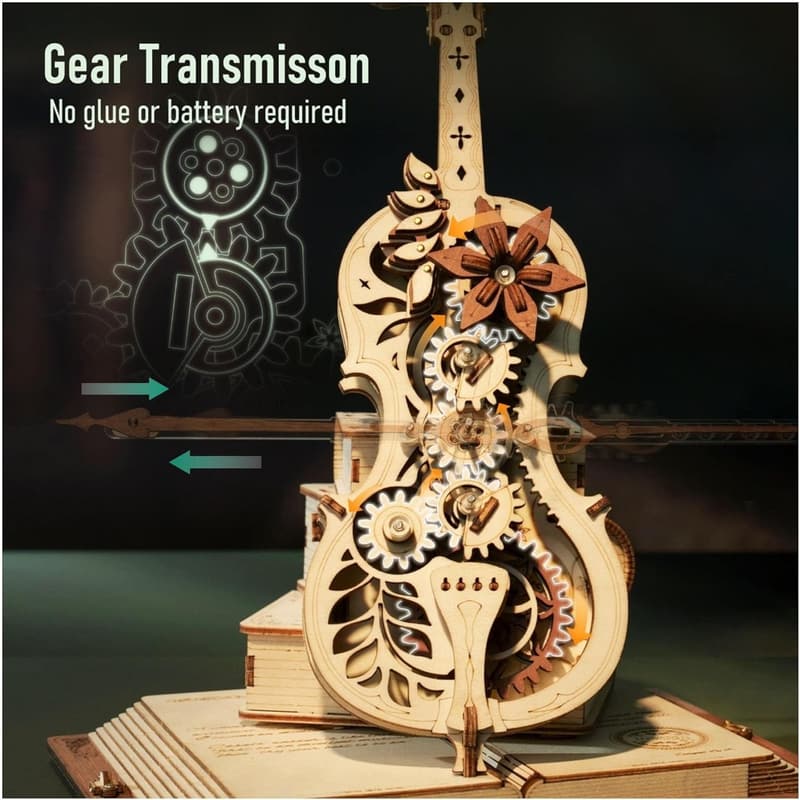 3D Wooden Cello Model Kit - 199pcs Desk Gift for Adults