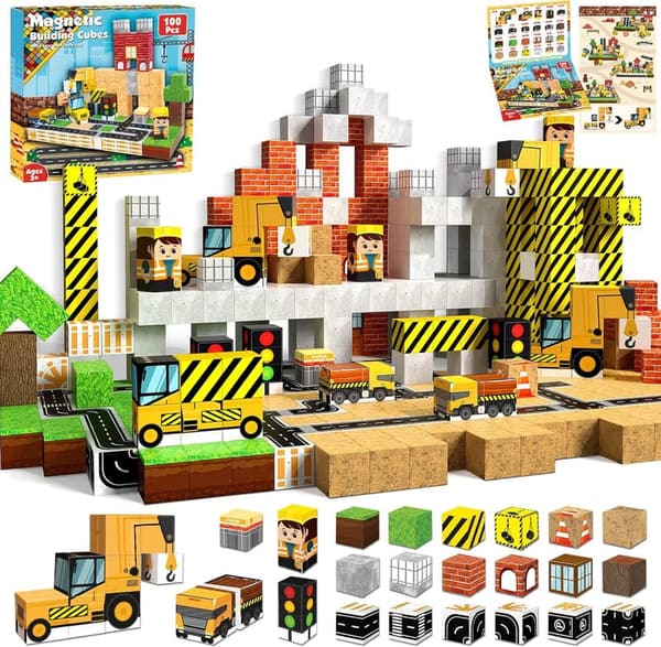 100PCS Magnetic Building Blocks Set for Kids Ages 3+