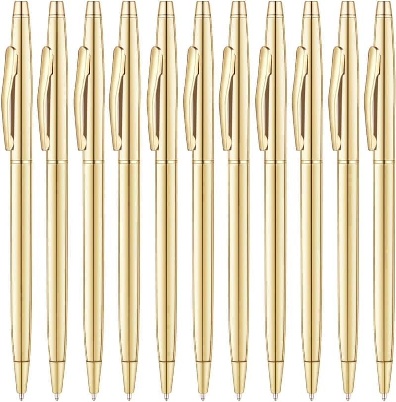 Gold Ballpoint Pens Set for Office & Students - 12 Pack
