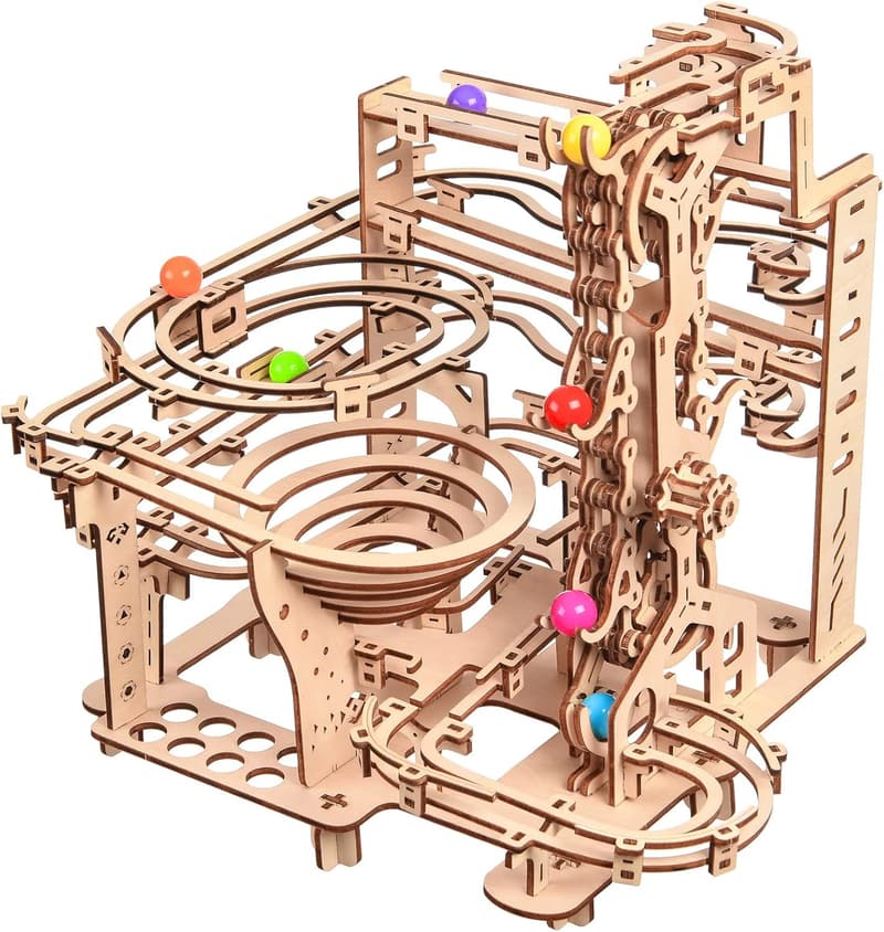 3D Wooden Marble Running Puzzle Kit - DIY Model for Adults & Teens