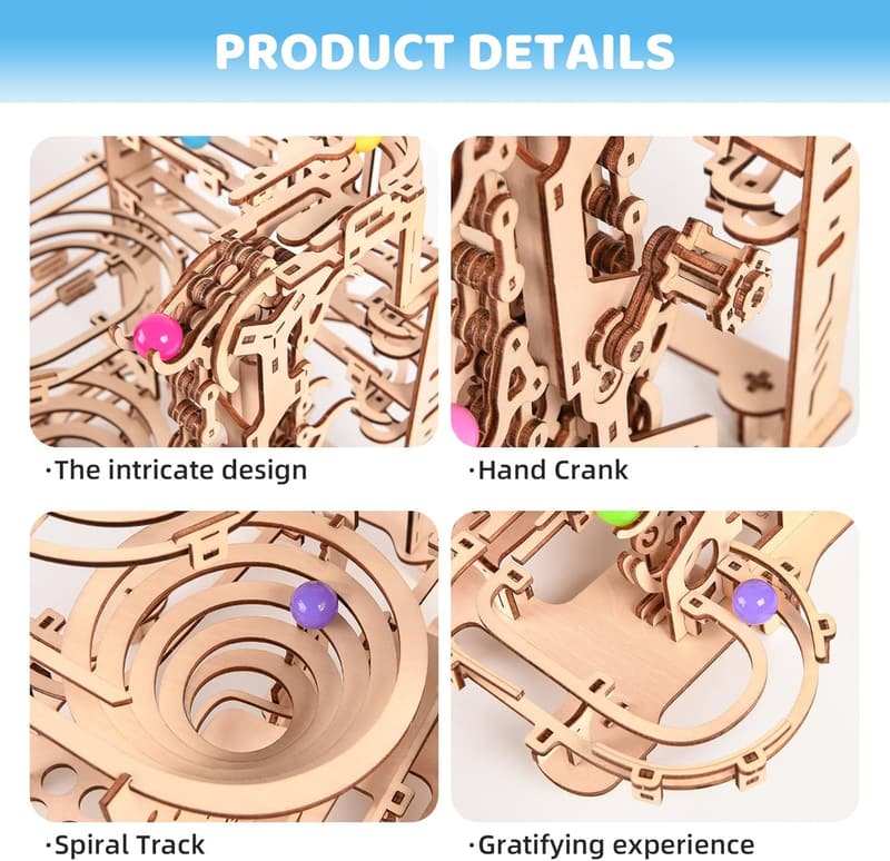 3D Wooden Marble Running Puzzle Kit - DIY Model for Adults & Teens