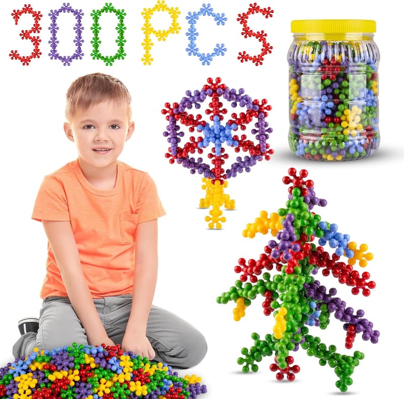 STEM Building Blocks Set for Kids 4-8 - 300 Durable Pieces