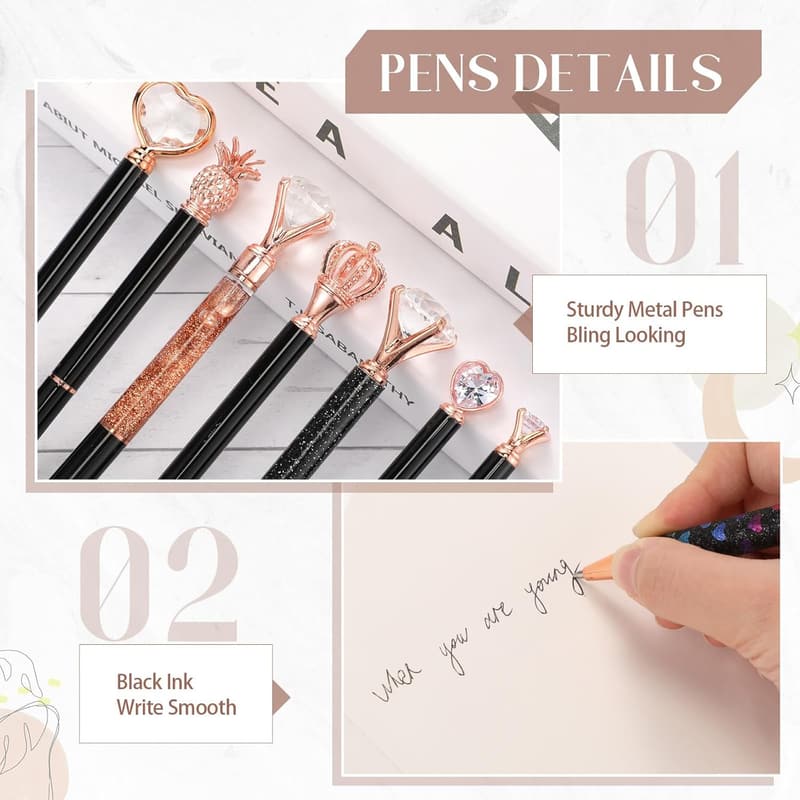 Christmas Glitter Pen Set - 16 Cute Sparkle Ballpoint Pens for Women