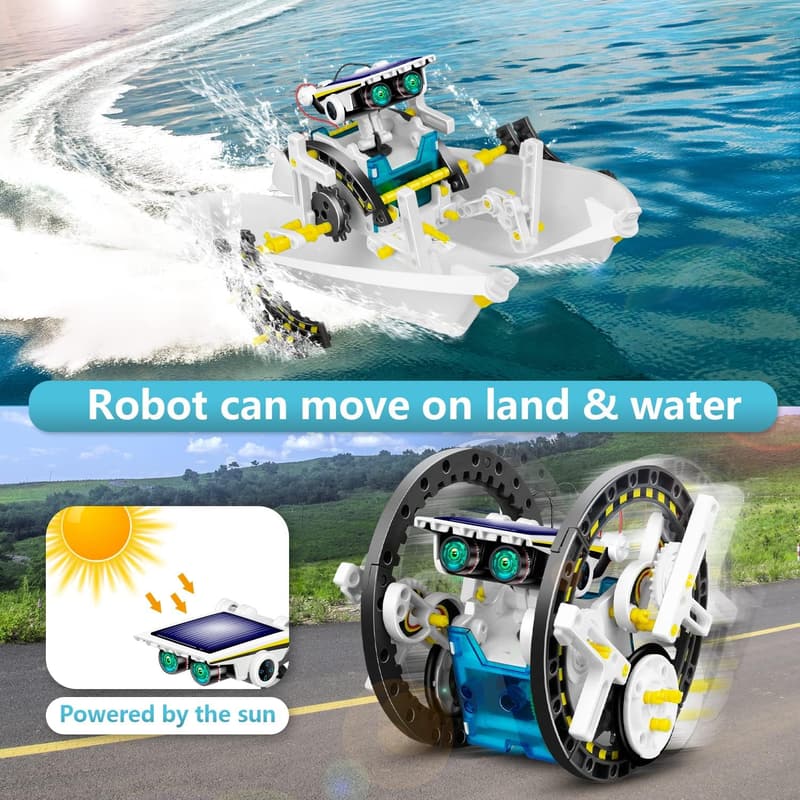 STEM Solar Robot Toys for Kids 8-12 - 13-in-1 Building Kit