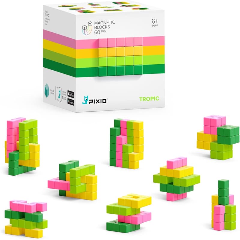 Tropic Magnetic Building Toy for Ages 6+ - 60 Plastic Cubes
