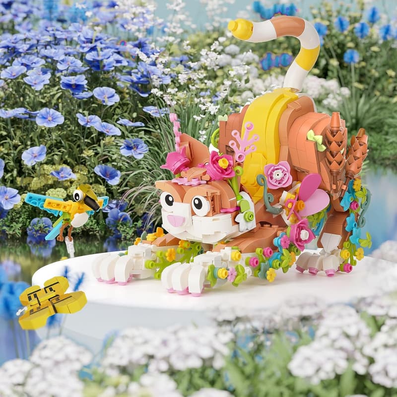 Cat and Flower Building Toy Set for Girls - 1038 Pieces