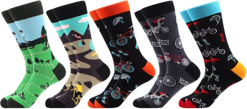 Colorful Novelty Crew Socks for Men - 5 Pack Combed Cotton