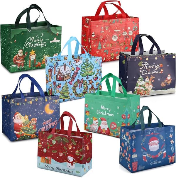 Christmas Non-Woven Gift Bags with Handles - Multi-Purpose Treat Bags