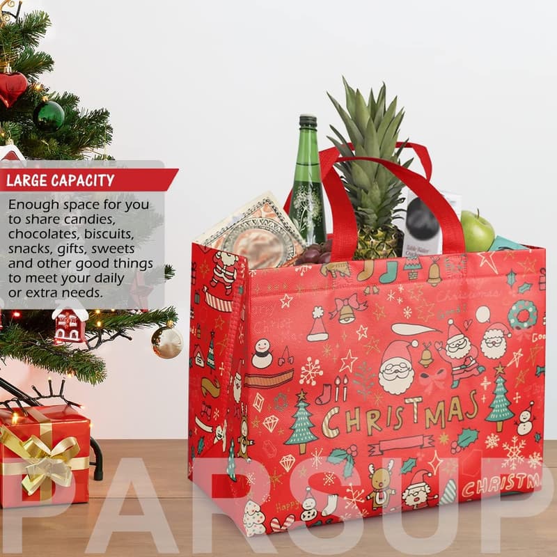 Christmas Non-Woven Gift Bags with Handles - Multi-Purpose Treat Bags