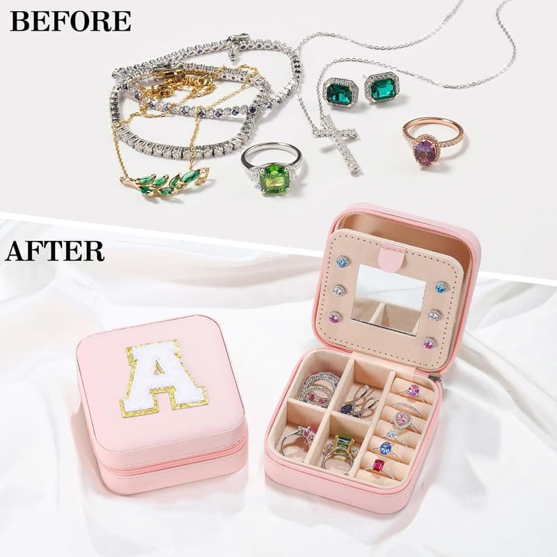 Travel Jewelry Organizer for Teen Girls - Pink E, Birthday Gift