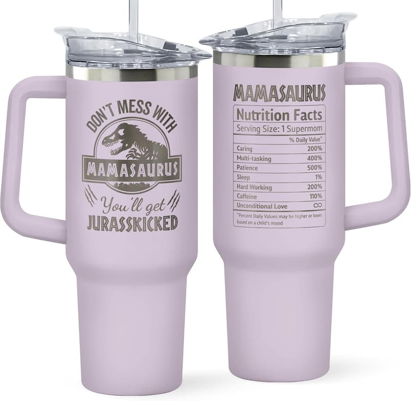 Birthday Gift for Mom - 40 Oz Purple Tumbler with Lid & Straw
