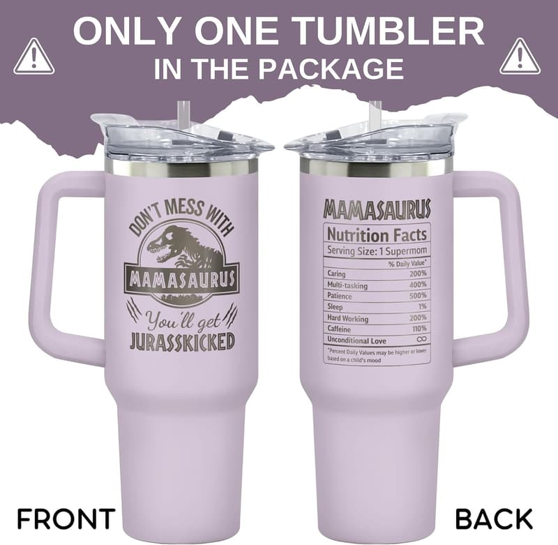 Birthday Gift for Mom - 40 Oz Purple Tumbler with Lid & Straw
