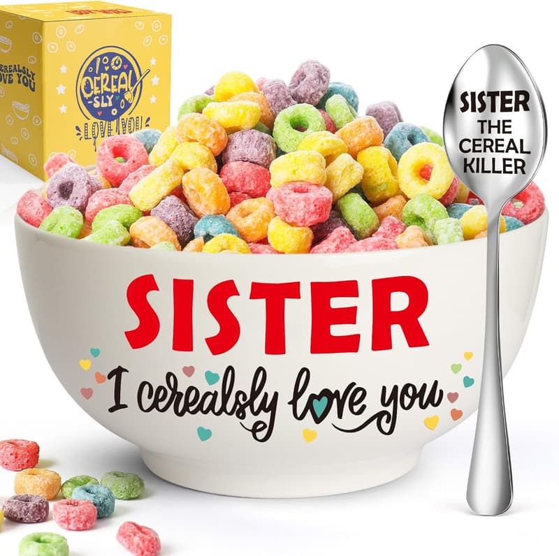 Sister Birthday Gift: Cereal Bowl & Spoon Set
