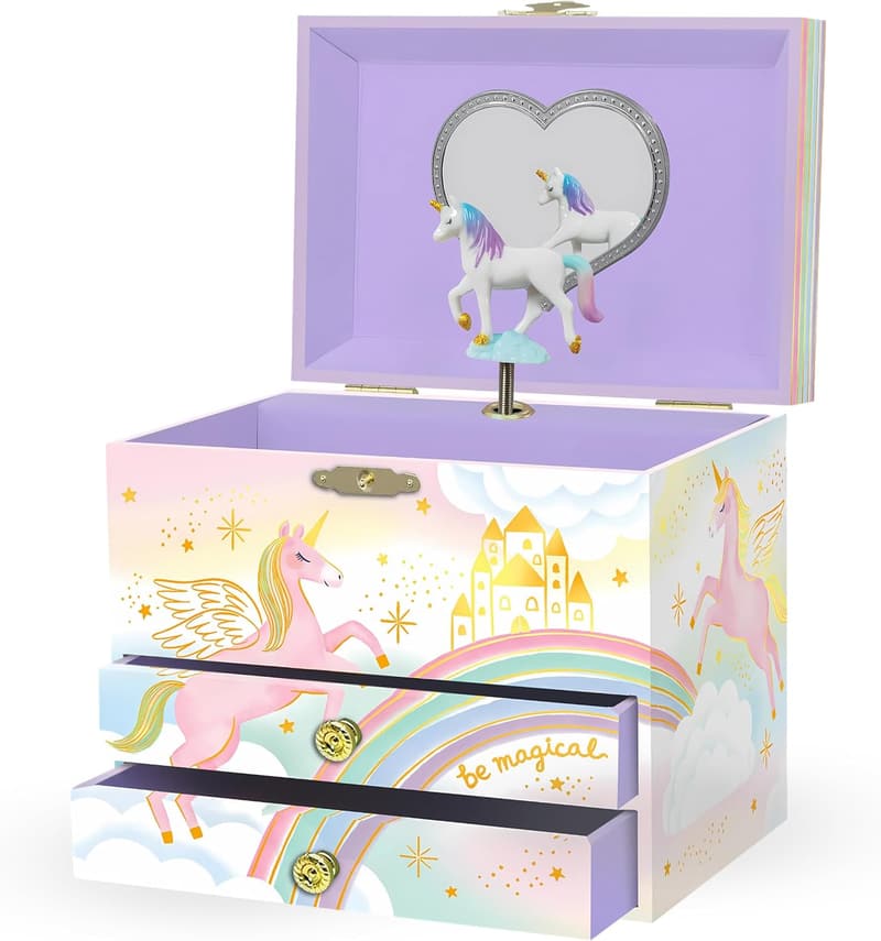 Unicorn Music Box for Girls - Birthday Gift, 6.8 x 5.3 x 6 in
