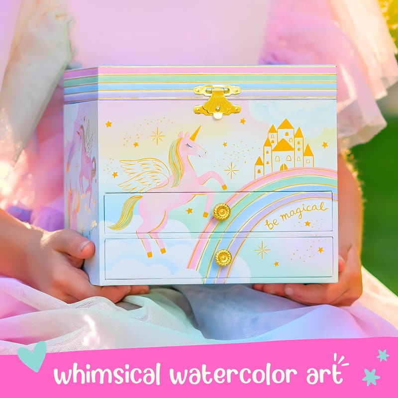 Unicorn Music Box for Girls - Birthday Gift, 6.8 x 5.3 x 6 in