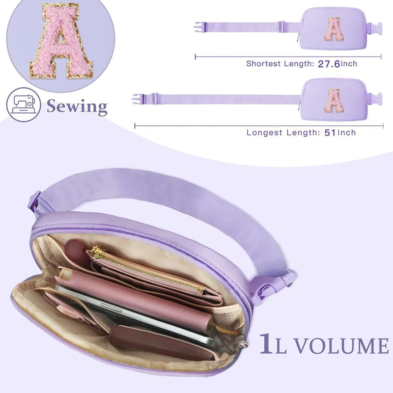 Initial Purple Fanny Pack for Girls' Birthday & Events