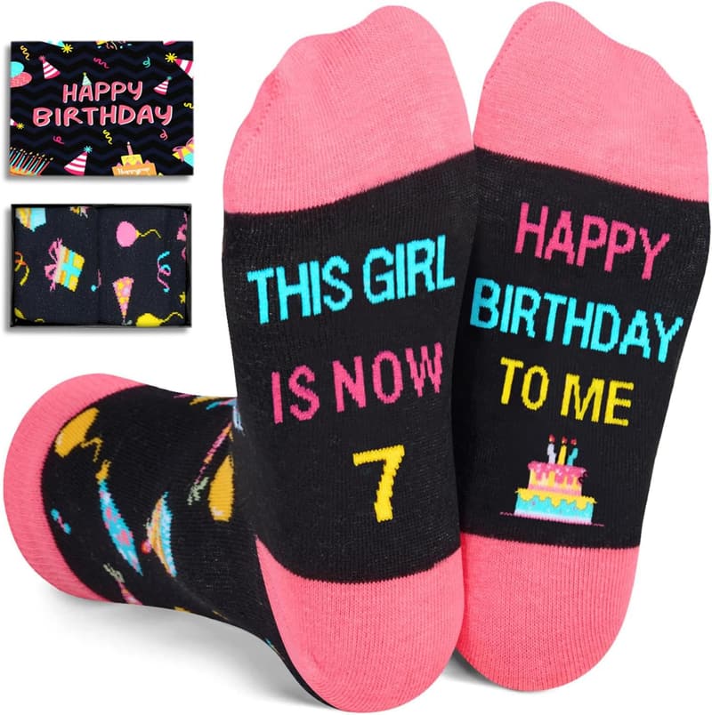 Birthday Socks for Girls Age 6-12 - Fun Gift Idea