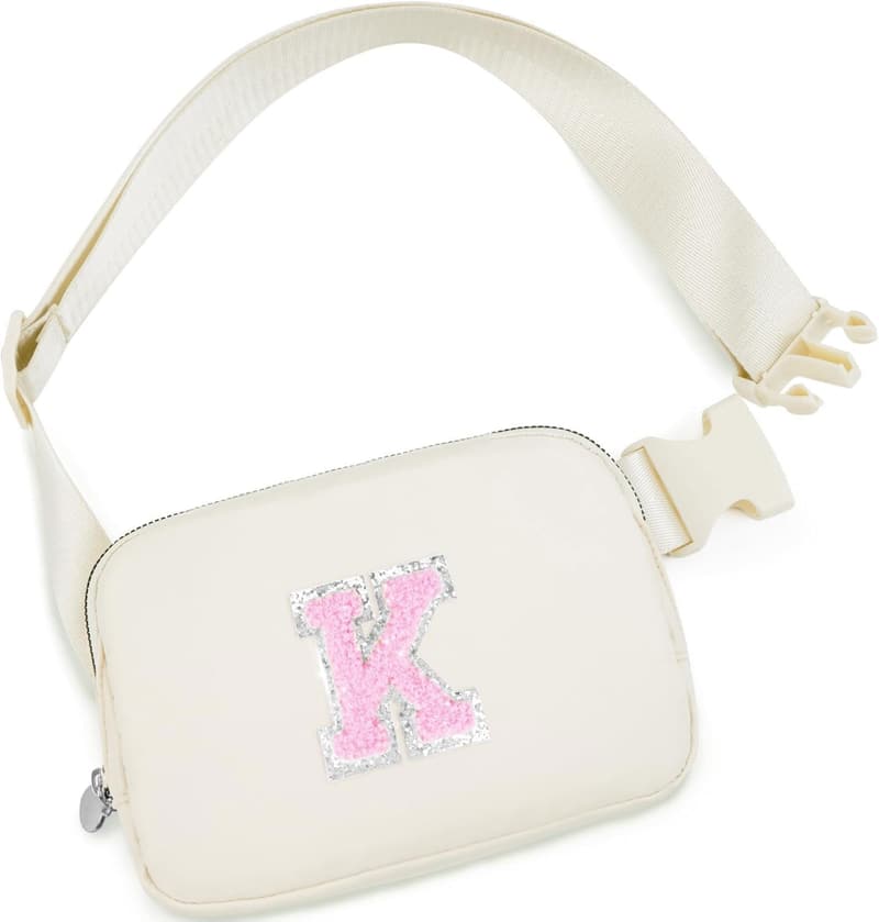 Birthday Fanny Pack for Girls Age 4-14 - Cute Cream Crossbody Bag