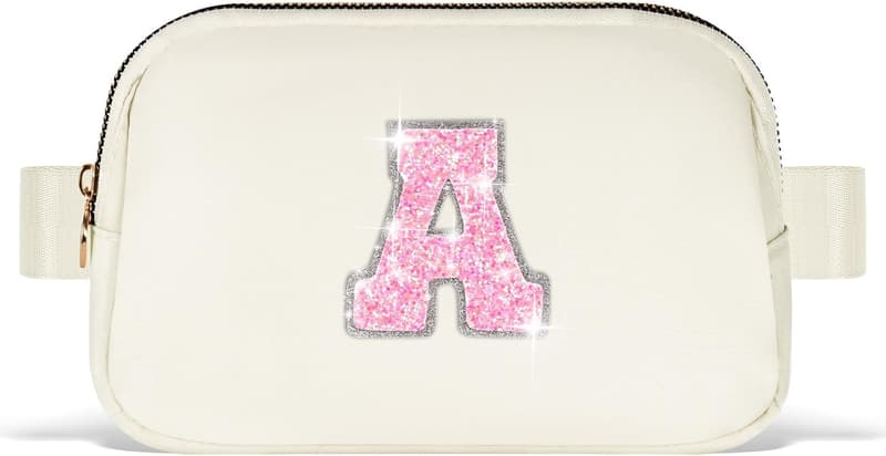 Graduation Gifts for Girls - Cute Cream Fanny Pack with Initial A