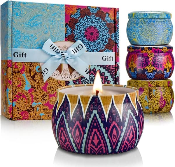Aromatherapy Candles Gift Set, 4-Pack Soy Wax for Women