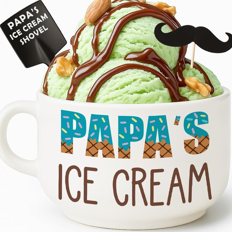 Cool Papa Ceramic Ice Cream Bowl Set - Perfect Father's Day Gift