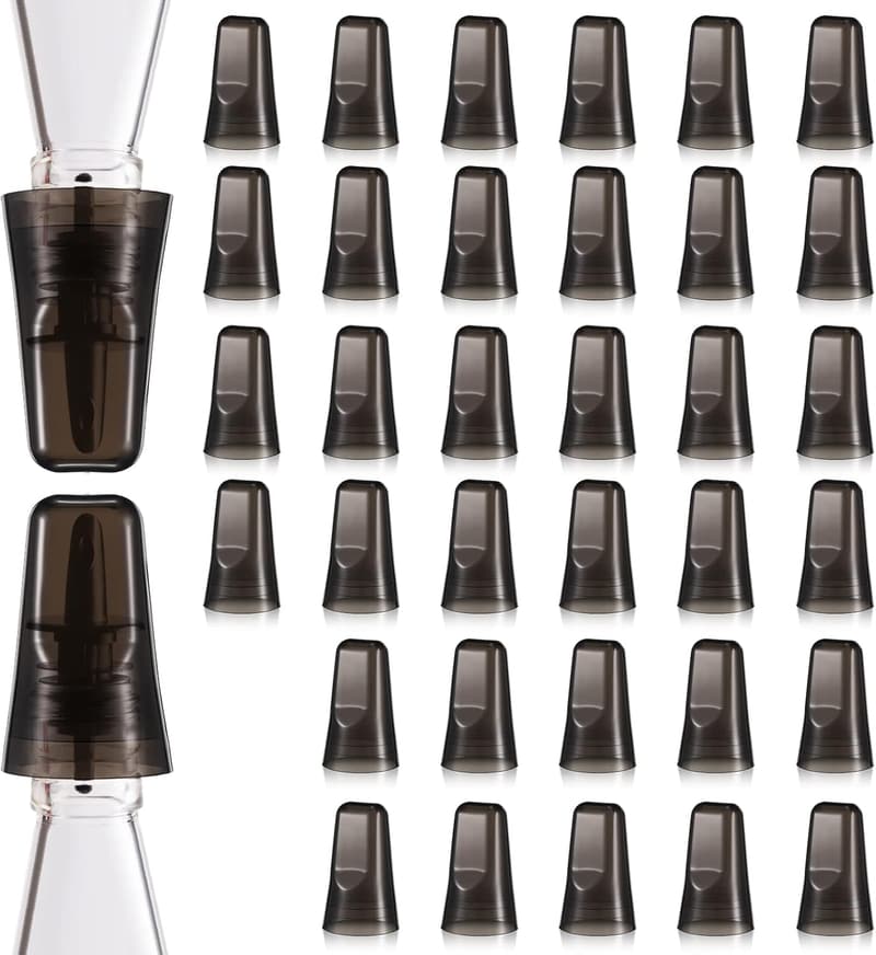 36-Piece Black Liquor Bottle Pour Spout Covers for Home Bar