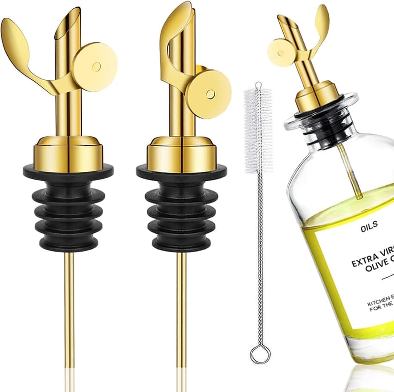 Gold Stainless Steel Self-Closing Pourers for Olive Oil & Wine