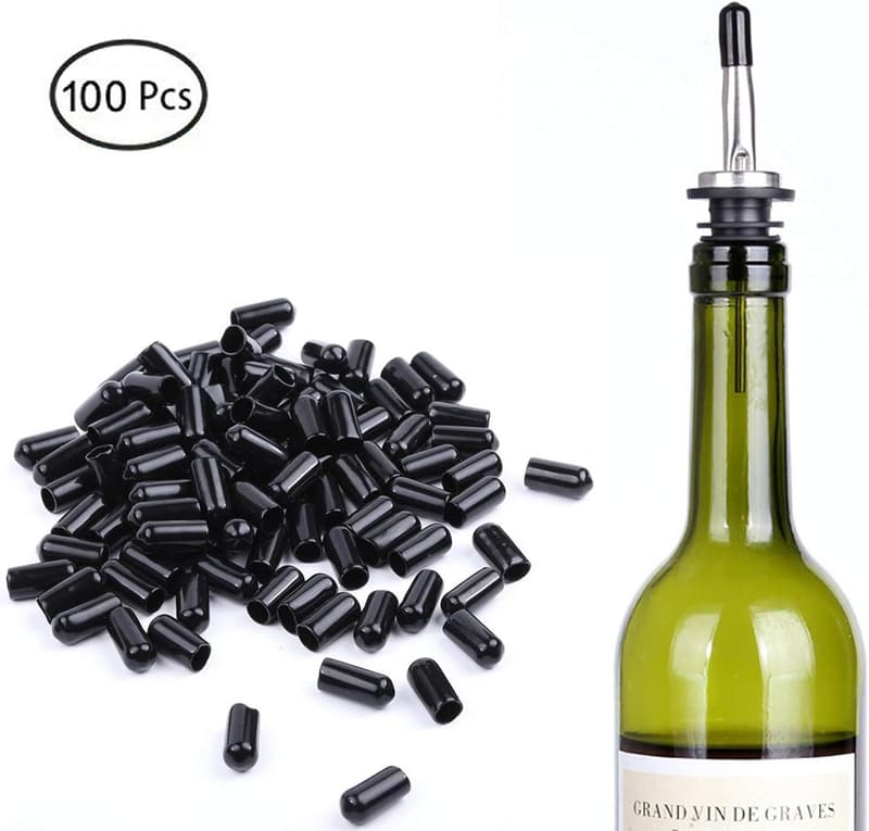 100 Pcs Olive Oil Bottle Pourer Dust Covers - Rubber Caps