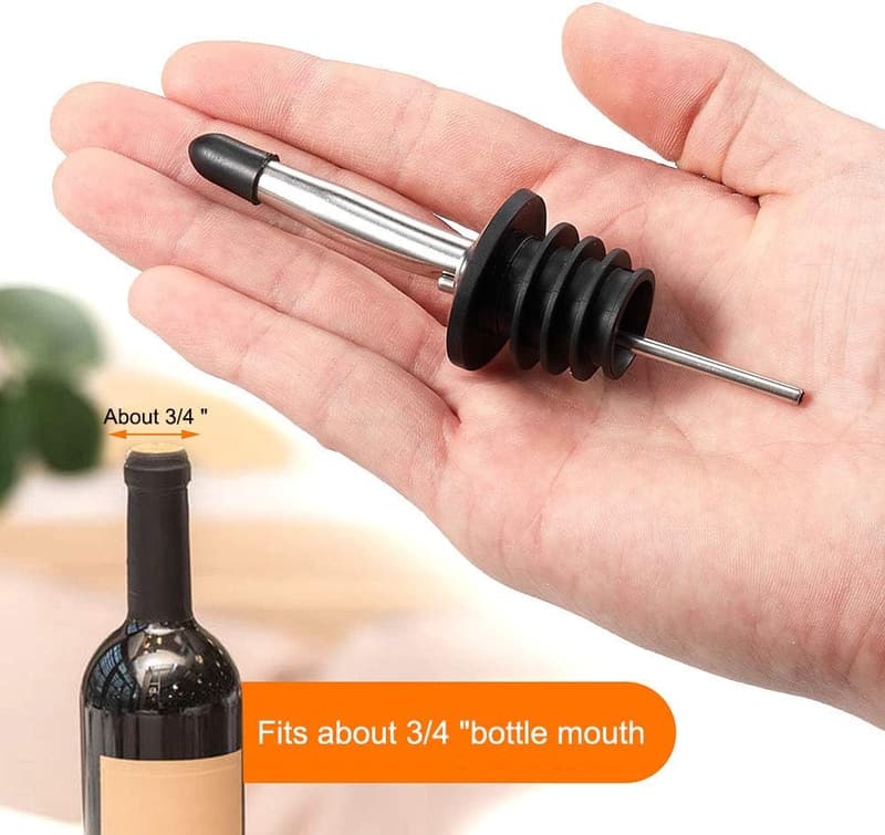 6PCS Stainless Steel Bottle Pourers with Dust Caps