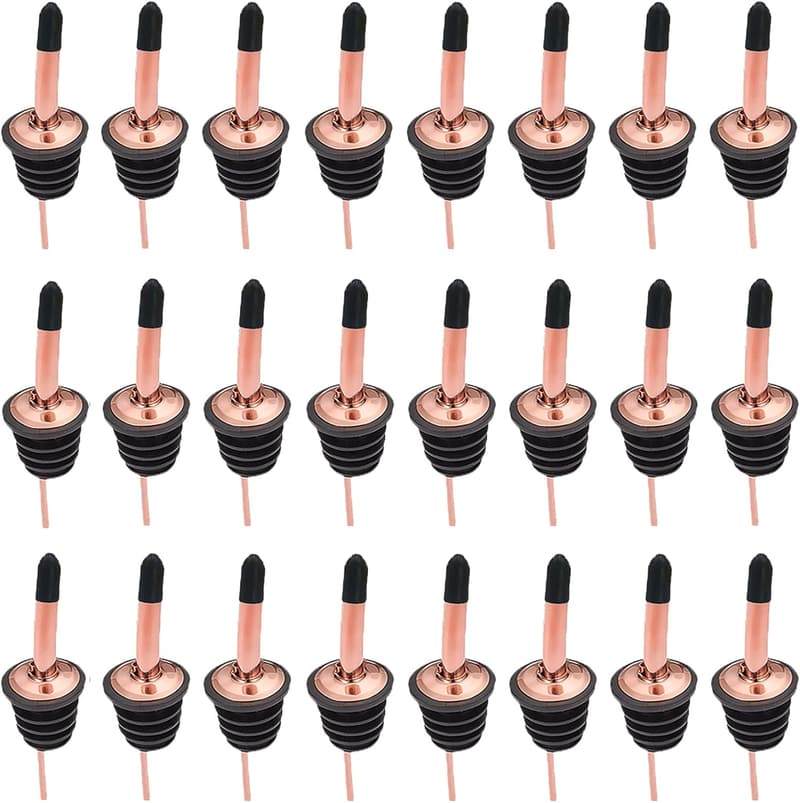 Rose Gold Stainless Steel Liquor Pour Spouts Set - 24 Pcs