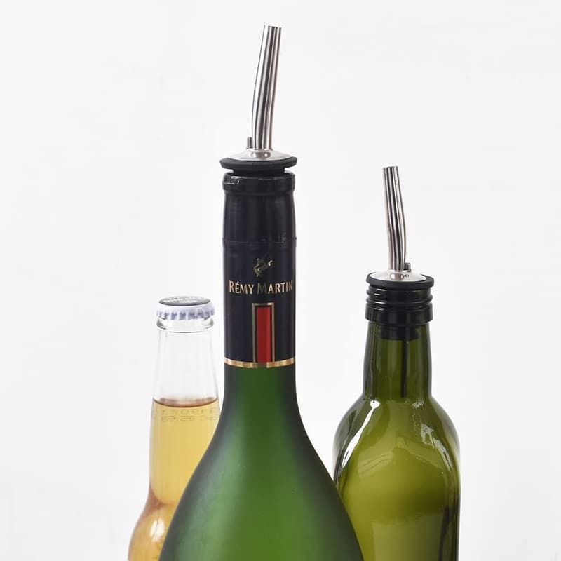 24-Pack Stainless Steel Bottle Pourers with Rubber Caps