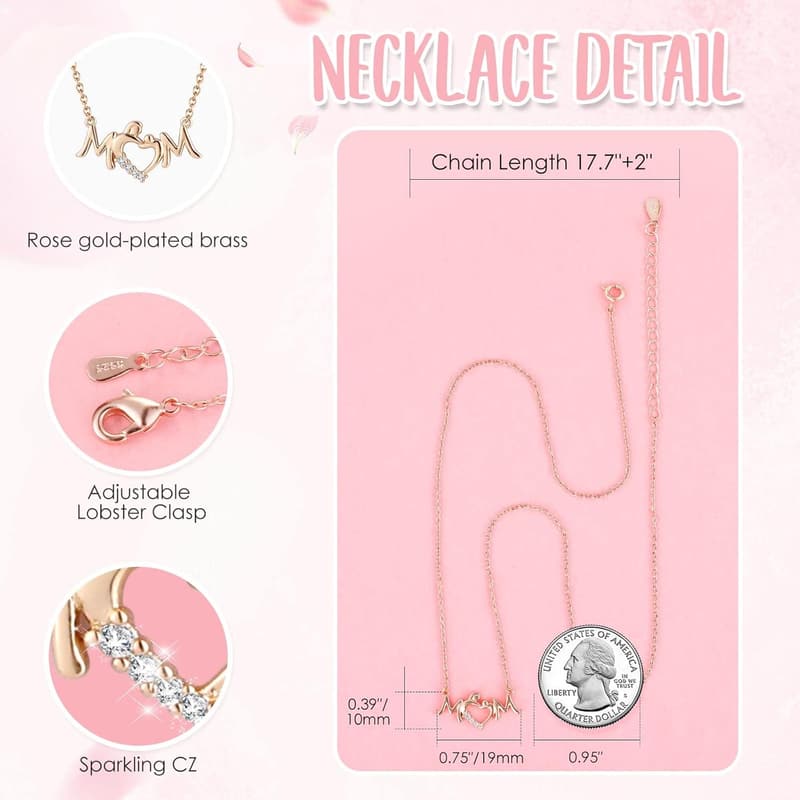 Mom's Birthday Gift Set: Eternal Rose & Necklace with Moss Bear