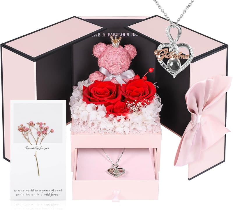 Grandma Birthday Gift: Preserved Real Roses &
