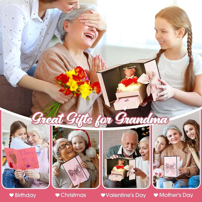 Grandma Birthday Gift: Preserved Real Roses & 