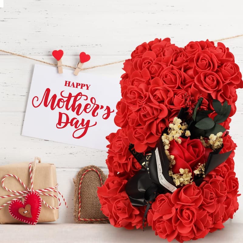 Rose Bear Bouquet: Birthday Gift for Mom or Wife