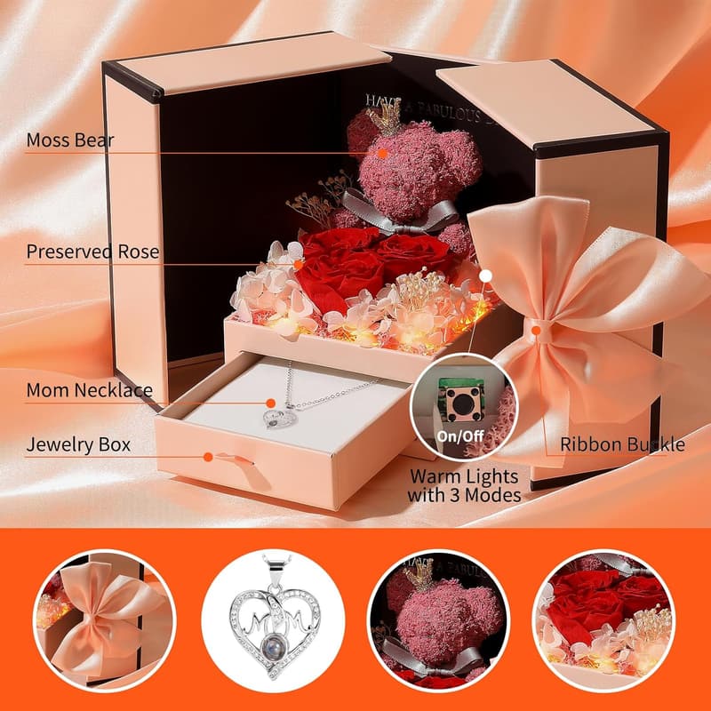 Unique Preserved Real Roses - Birthday Gift for Mom