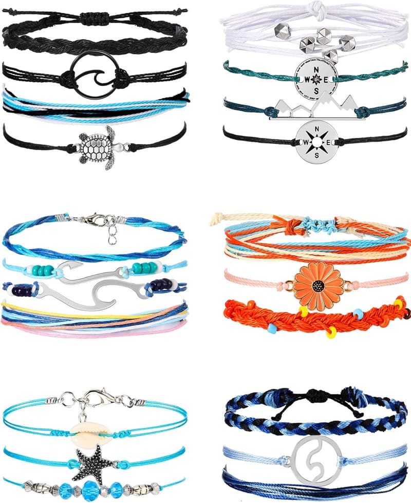 Ocean Wave Friendship Bracelet Set for Women - 21 Adjustable Pieces