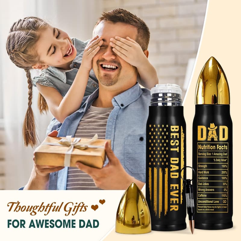 Father's Day Bullet Tumbler Gift for Dads, 17 oz